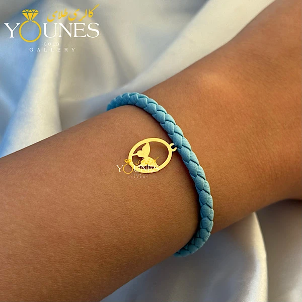 دستبند چرم پروانه ای طلا